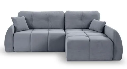 Long Eckschlafsofa Sancho rechts | 255cm | Cord | blau-grau