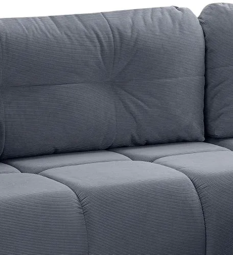 Long Eckschlafsofa Sancho rechts | 255cm | Cord | blau-grau