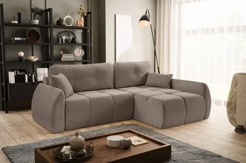Long Eckschlafsofa Sancho rechts | 255cm | Cord | braun-beige