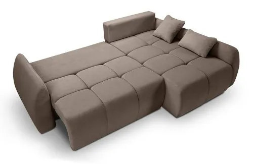 Long Eckschlafsofa Sancho rechts | 255cm | Cord | braun-beige