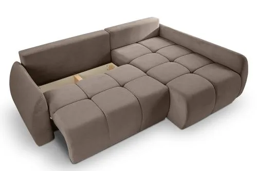 Long Eckschlafsofa Sancho rechts | 255cm | Cord | braun-beige