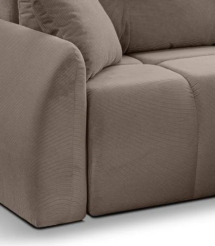 Long Eckschlafsofa Sancho rechts | 255cm | Cord | braun-beige