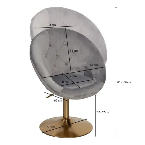 Loungesessel Nobile | samt | drehbar | grau