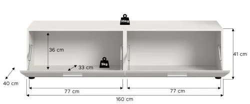 Lowboard Ice | mit 2 Klappen | weiß