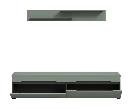 Lowboard inkl. Wandboard Canu | Basalt grau / Smoke Green