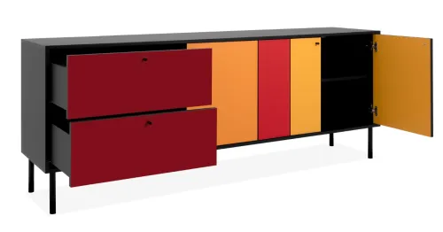 Lowboard Sideboard Kommode Lucca | schwarz / Multicolor