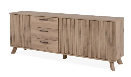Lowboard Sideboard Wellington mit Schubkästen | mit 3D-Reliefoptik | Schwedeneiche