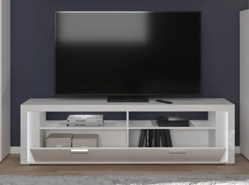 Lowboard Skylight | weiß Hochglanz | inkl. Frontbeleuchtung