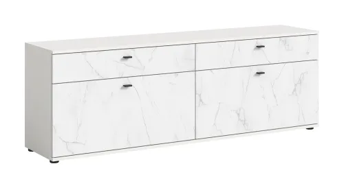 Lowboard Stone | weiß | Marmoroptik