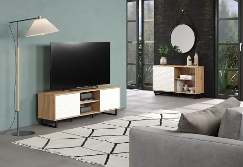 Lowboard TV-Board Aventura | Artisan Eiche / Weiß