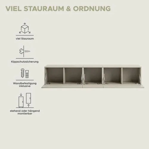 Lowboard TV-Board Beach 1 | 3-teilig | Kaschmir
