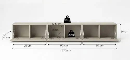 Lowboard TV-Board Beach 2 | 3-teilig | Kaschmir