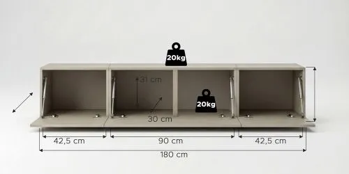 Lowboard TV-Board Beach | 3-teilig | Kaschmir