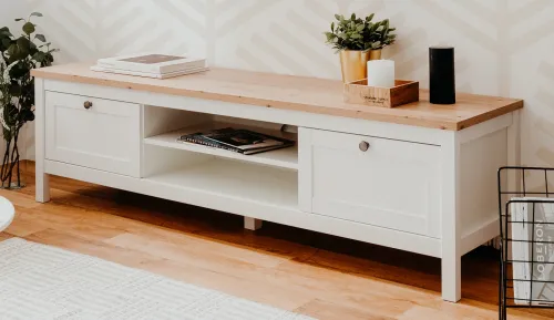 Lowboard TV-Board Bergen | Landhausstil | weiß / Eiche Artisan