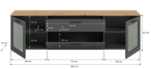 Lowboard TV-Board Niklas | Basalt Grau / Artisan Eiche