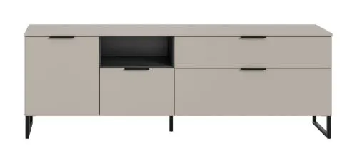 Lowboard TV-Board Noida | Kaschmir / schwarz mit 2er Set Beleuchtung