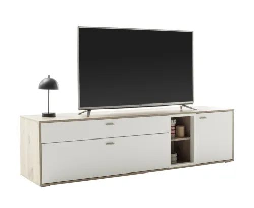 Lowboard TV-Board Santerno | weiß / Wildeiche | LED Beleuchtung