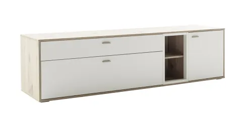 Lowboard TV-Board Santerno | weiß / Wildeiche | LED Beleuchtung