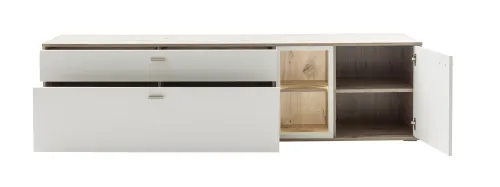 Lowboard TV-Board Santerno | weiß / Wildeiche mit LED Beleuchtung
