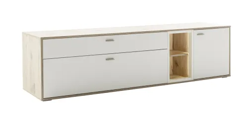 Lowboard TV-Board Santerno | weiß / Wildeiche ohne LED Beleuchtung