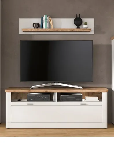 Lowboard TV-Schrank Michigan | weiß / Viking Oak