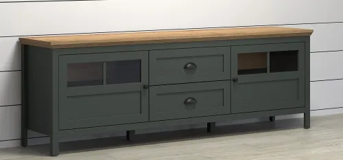 Lowboard TV-Schrank Stanton | Tannengrün / Eiche