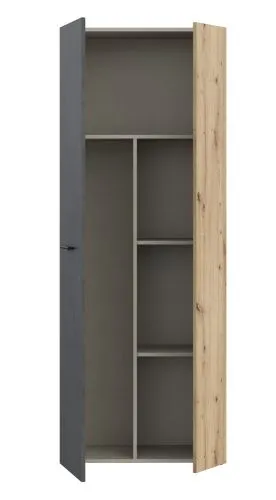 Mehrzweckschrank Drehtürenschrank Schrank Net106 | 2-türig | Dunkelgrau / Artisan Eiche