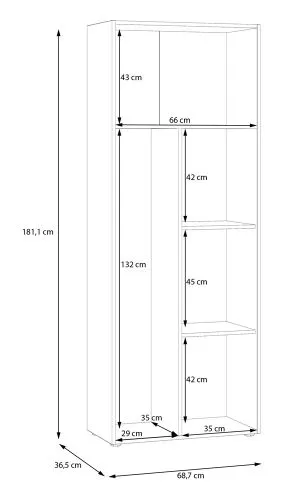 Mehrzweckschrank Drehtürenschrank Schrank Net106 | 2-türig | Dunkelgrau / Artisan Eiche