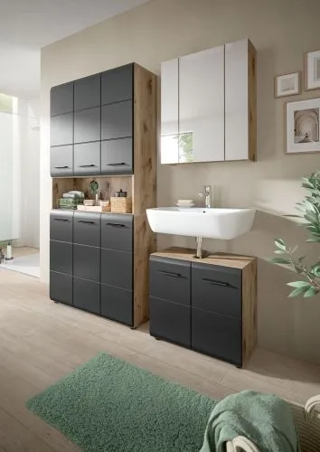 Mehrzweckschrank Ice | Nox Oak / schwarz matt