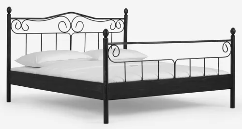Metallbett Iris | schwarz / silber gewischt | 140x200 | mit Fußteil