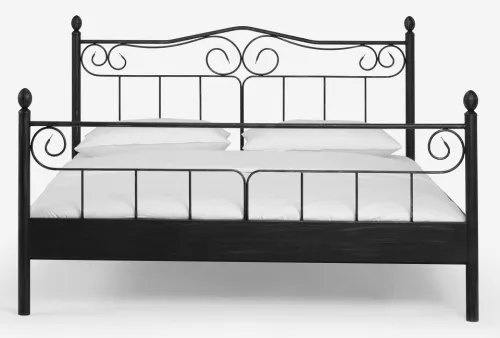 Metallbett Iris | schwarz / silber gewischt | 140x220 | mit Fußteil