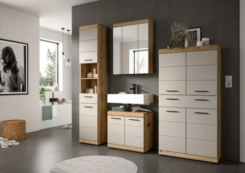 Midischrank breit Scout | mit Schubkasten | Kaschmir / Evoak Oak