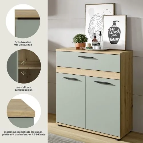 Midischrank Kommode Blake | Salbei / Artisan Eiche