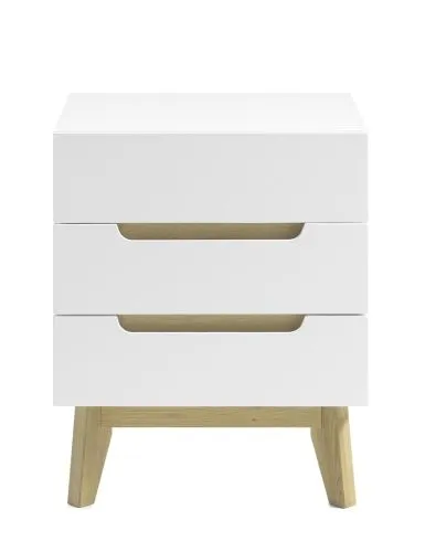 Nachttisch Cervo | weiß matt / Asteiche massiv