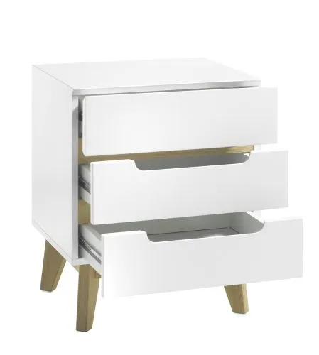 Nachttisch Cervo | weiß matt / Asteiche massiv