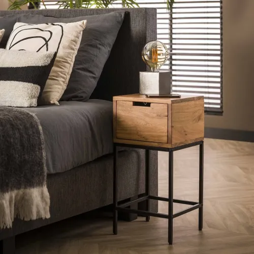 Nachttisch Clara | mit Schubkästen | Akazie massiv | naturel
