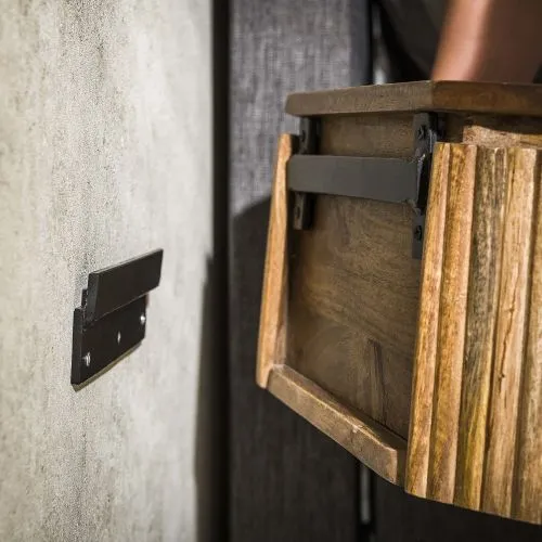 Nachttisch Damcha | mit Schubkasten | Mangoholz | sandfarbe