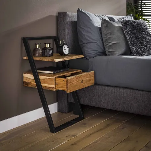 Nachttisch Dost | mit Schubkasten & Ablage | Akazie massiv | naturell