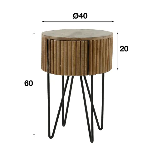 Nachttisch Dwina | rund | Mangoholz | Sandfarben