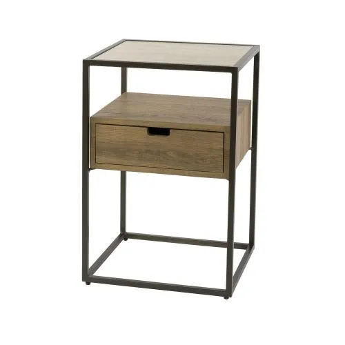 Nachttisch Firi | mit Schubkasten | Keramik travertin | Eiche