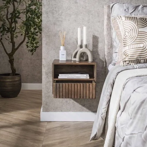 Nachttisch Galia | mit Schubkasten | Akazie massiv | braun