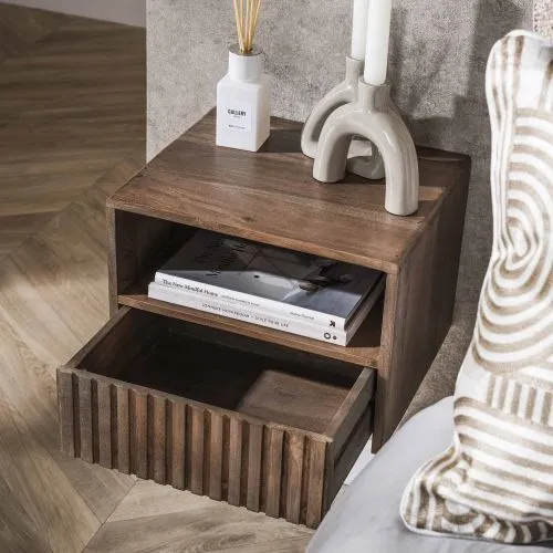 Nachttisch Galia | mit Schubkasten | Akazie massiv | braun