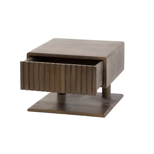 Nachttisch Galia | mit Schubkasten & Regal | Akazie massiv | braun