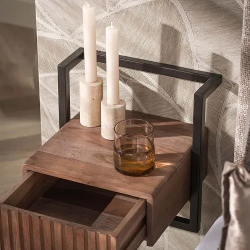 Nachttisch Galia XS | mit Schubkasten | Akazie massiv | braun