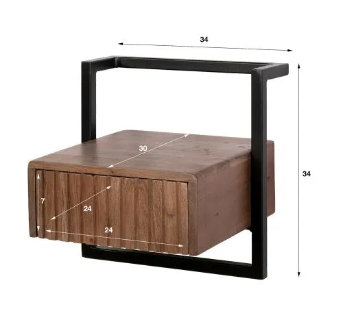 Nachttisch Galia XS | mit Schubkasten | Akazie massiv | braun