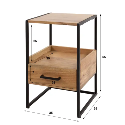 Nachttisch Hedi | mit Schubkasten | Akazie massiv | natur