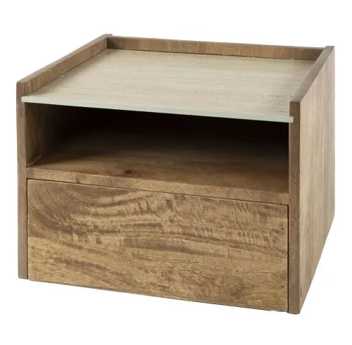 Nachttisch Helm | mit Schubkasten | Mangoholz | sandfarbe