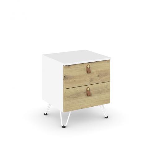 Nachttisch Homey | mit Schubkästen | alpinweiß / Eiche Artisan