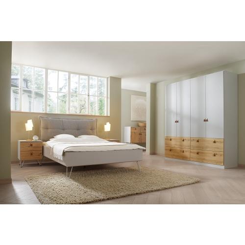 Nachttisch Homey | mit Schubkästen | seidengrau / Eiche Artisan