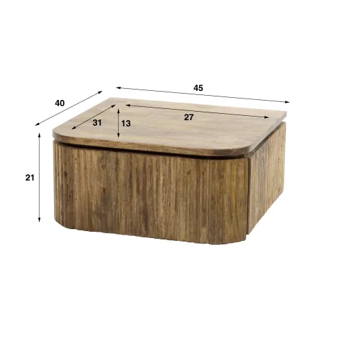 Nachttisch Keke | mit Schubkasten | Mangoholz | sandfarben